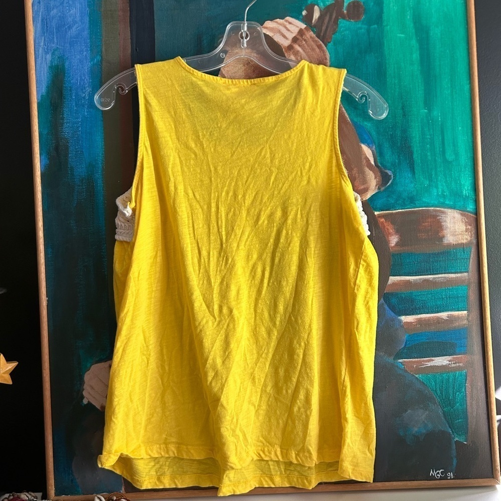 Joe Fresh Yellow Crochet Tank Top Women’s M Boho Sleeveless Summer Blouse - Picture 8 of 16